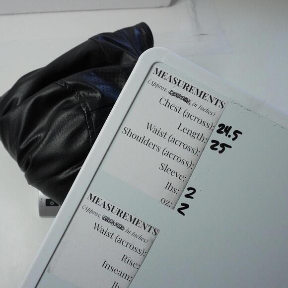 Carbon Mens XL Faux Vegan Leather Moto Black Jacket Chest Pockets Distressed SEE - Picture 13 of 13